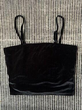 Vintage Black Velvet Cropped Tank Top